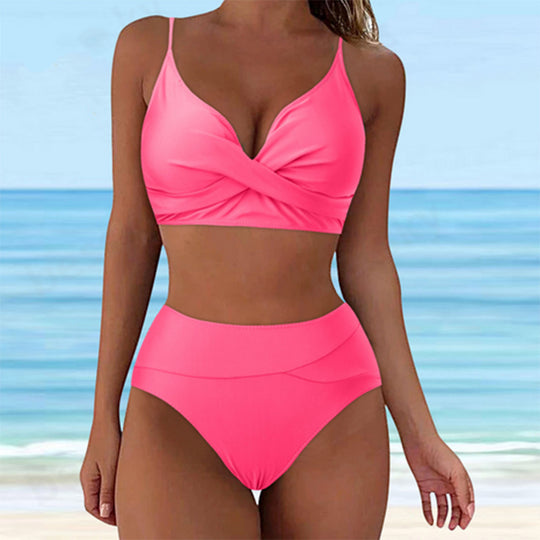 Damen Hochtailliertes Bikini-Set mit raffiniertem Twist-Oberteil EB