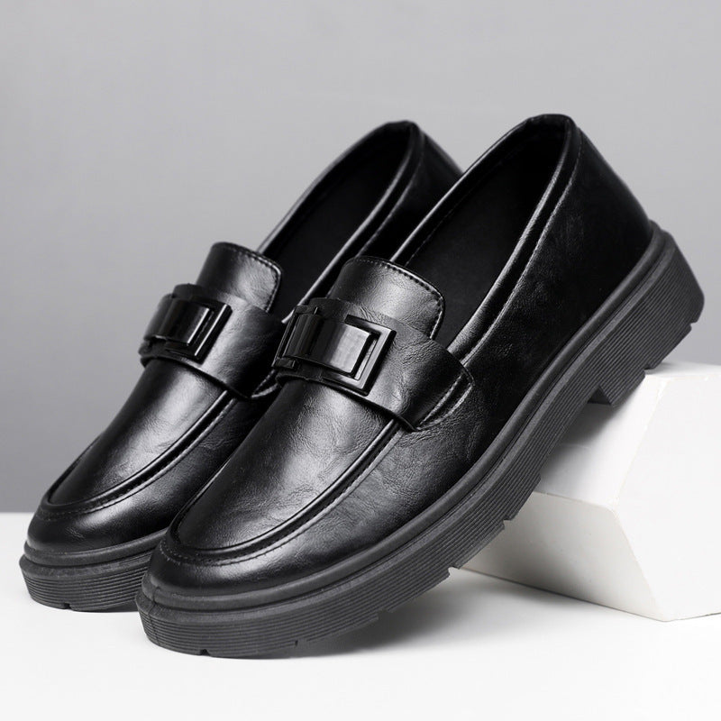 Herren Elegante Leder Slipper mit modischer Schnalle EB