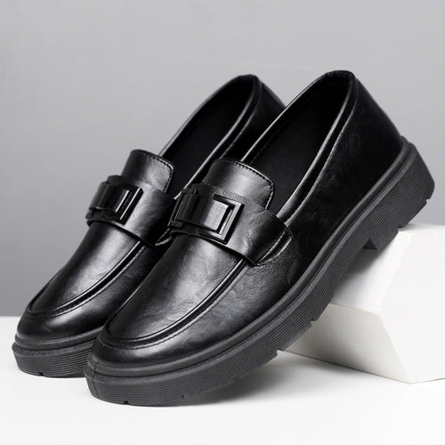 Herren Elegante Leder Slipper mit modischer Schnalle EB