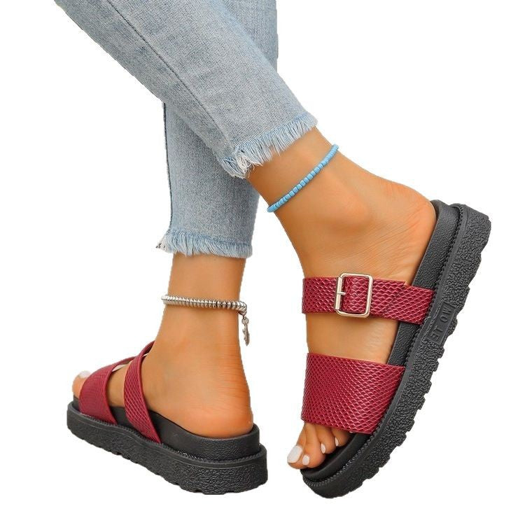 Damen Riemchen-Sandalen mit gepolstertem Fußbett und modischen Schnallen EB