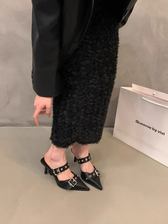 Damen elegante Slingback Pumps mit modischem Schnallen-Design EB