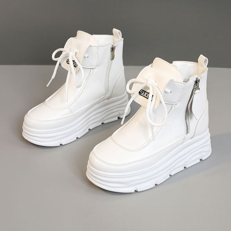 Damen Hohe Plateausneaker mit seitlichem Reißverschluss und komfortablem Innenfutter EB