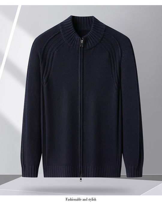 Herren Strickjacke mit Reißverschluss und hohen Kragen EB