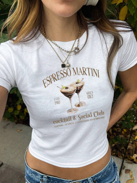Damen cropped T-Shirt mit exklusivem Pferdemotiv und figurbetontem Schnitt EB