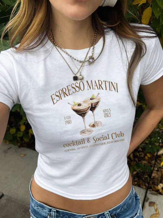 Damen cropped T-Shirt mit exklusivem Pferdemotiv und figurbetontem Schnitt EB