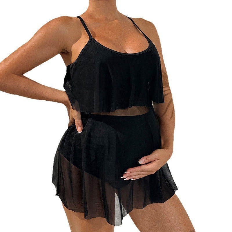 Damen Sportliches Bade-Set mit leichtem, schwingendem Überrock EB