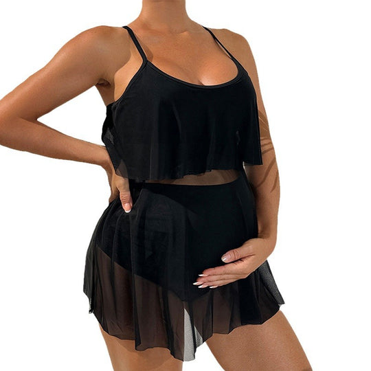 Damen Sportliches Bade-Set mit leichtem, schwingendem Überrock EB