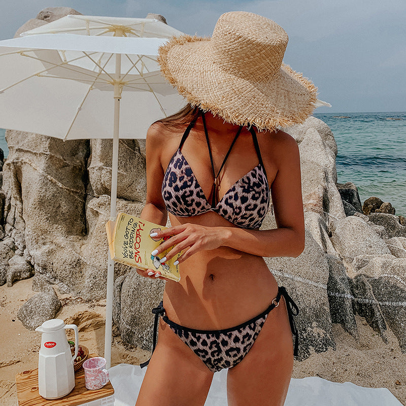 Damen Bikini-Set mit modischem Leopardenmuster und verstellbaren Trägern EB