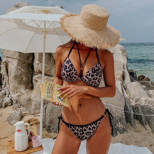 Damen Bikini-Set mit modischem Leopardenmuster und verstellbaren Trägern EB