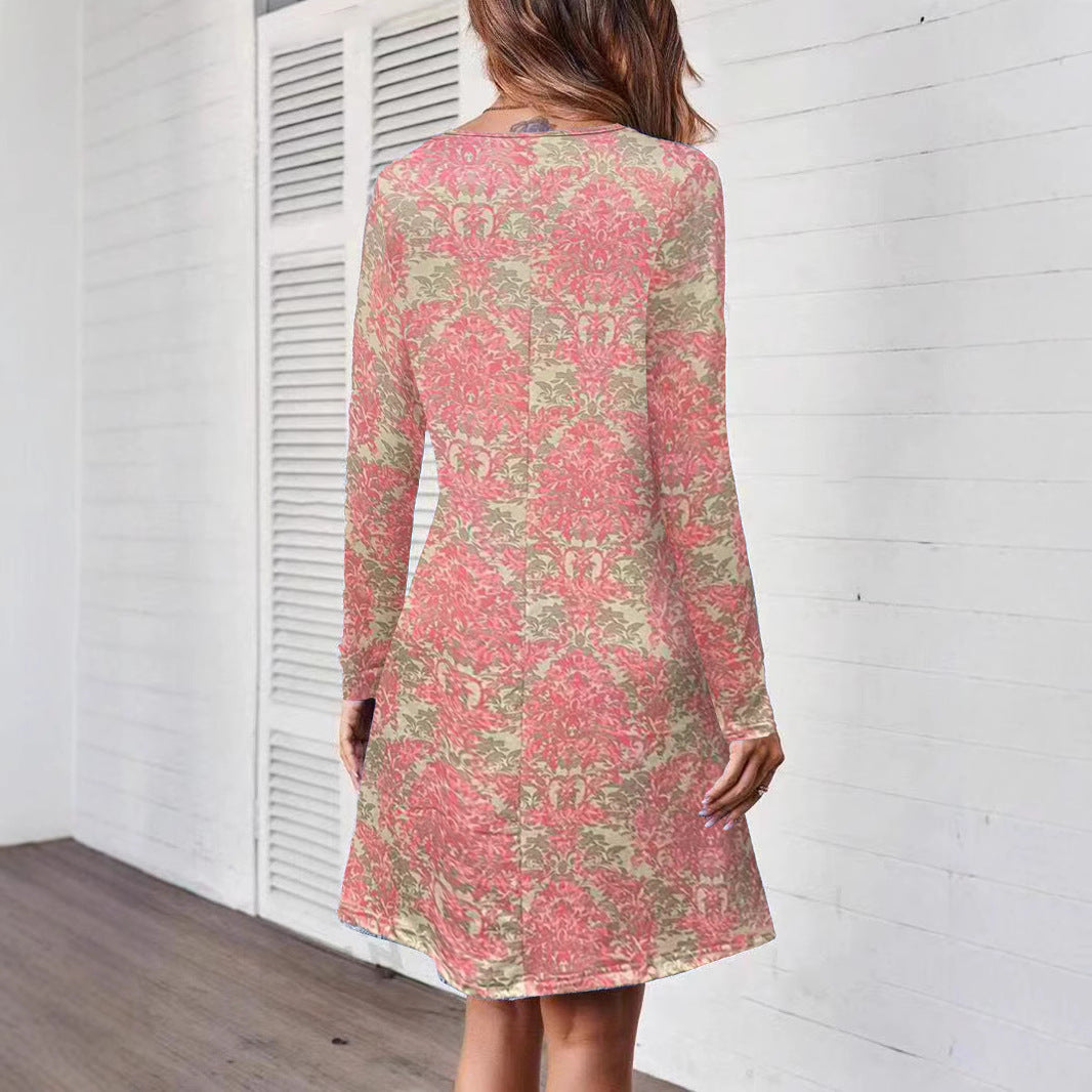 Damen Freizeitkleid mit floralem Muster und langem Arm EB