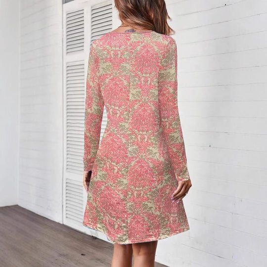 Damen Freizeitkleid mit floralem Muster und langem Arm EB
