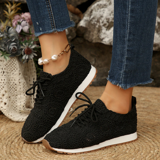 Damen  gestrickte Slip-On Plateau-Sneaker mit atmungsaktivem Obermaterial und gepolstertem Komfortfußbett EB