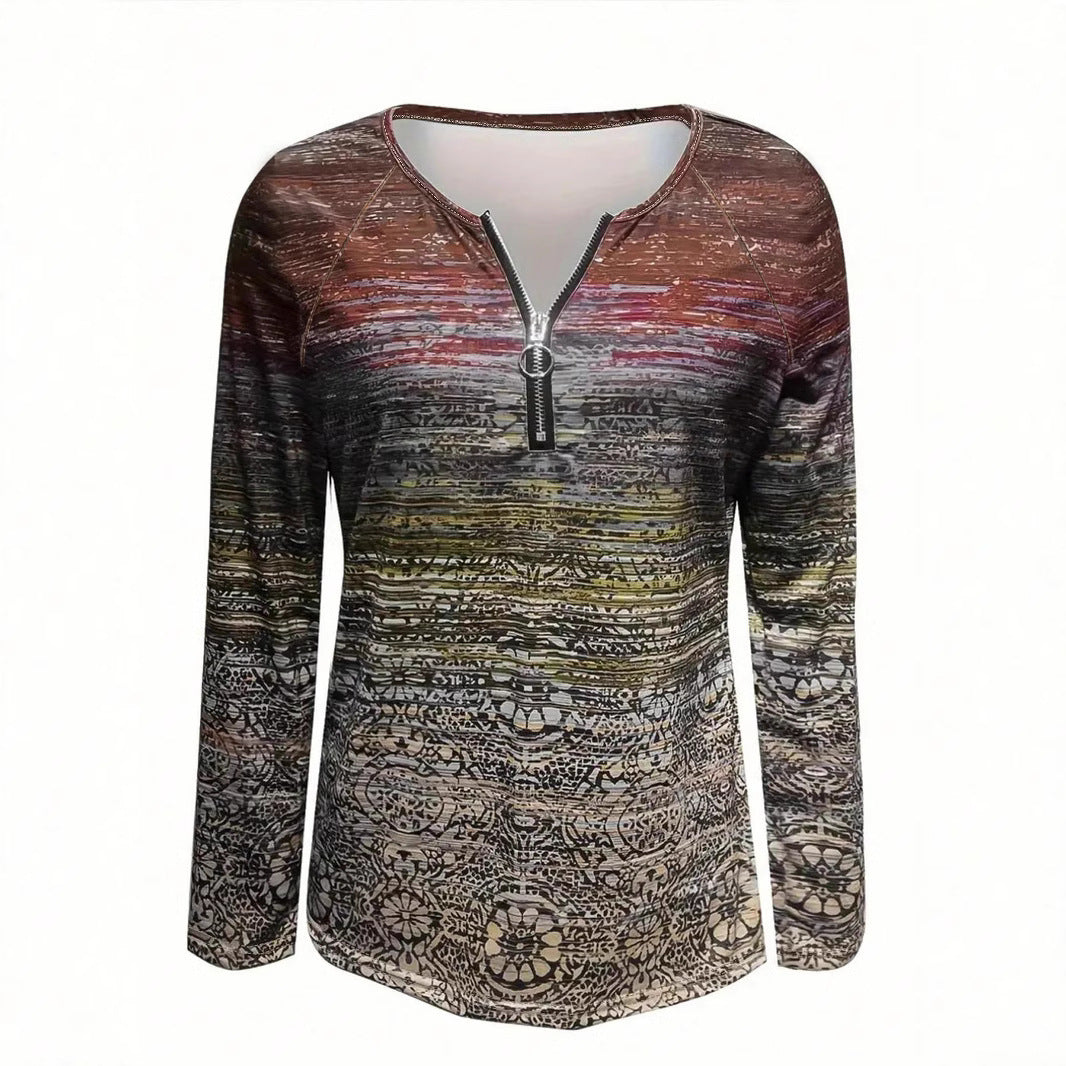 Damen Pullover mit Reissverschluss und strukturiertem Design EB