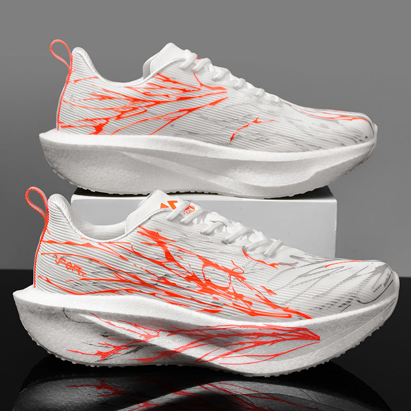 Unisex gedämpfte Race-Plateau-Laufschuhe mit Rocker-Zwischensohle und atmungsaktivem Micro-Mesh EB