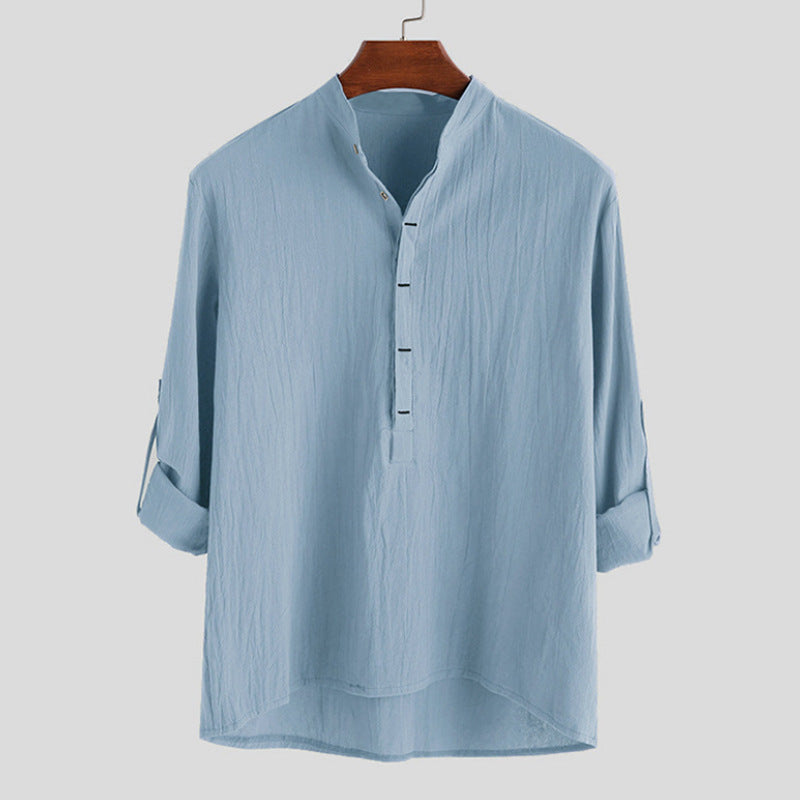 Herren Langarm-Henley-Hemd mit feinen Knopfdetails und lässigem Schnitt EB