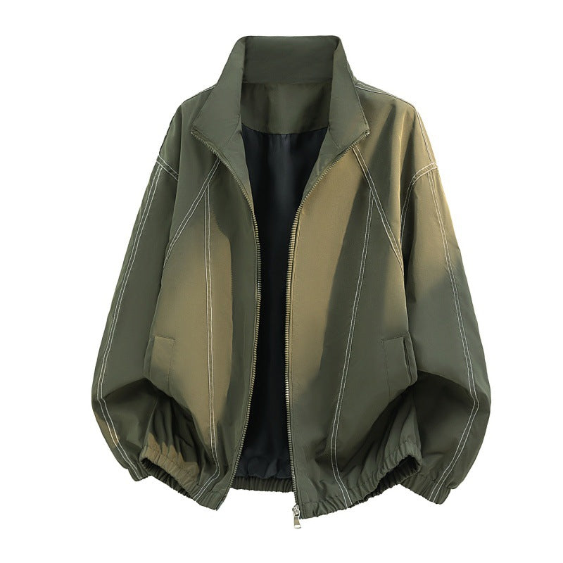 Herren oversized Leichtblouson mit Stehkragen, elastischem Saum und dekorativen Kontrastnähten EB
