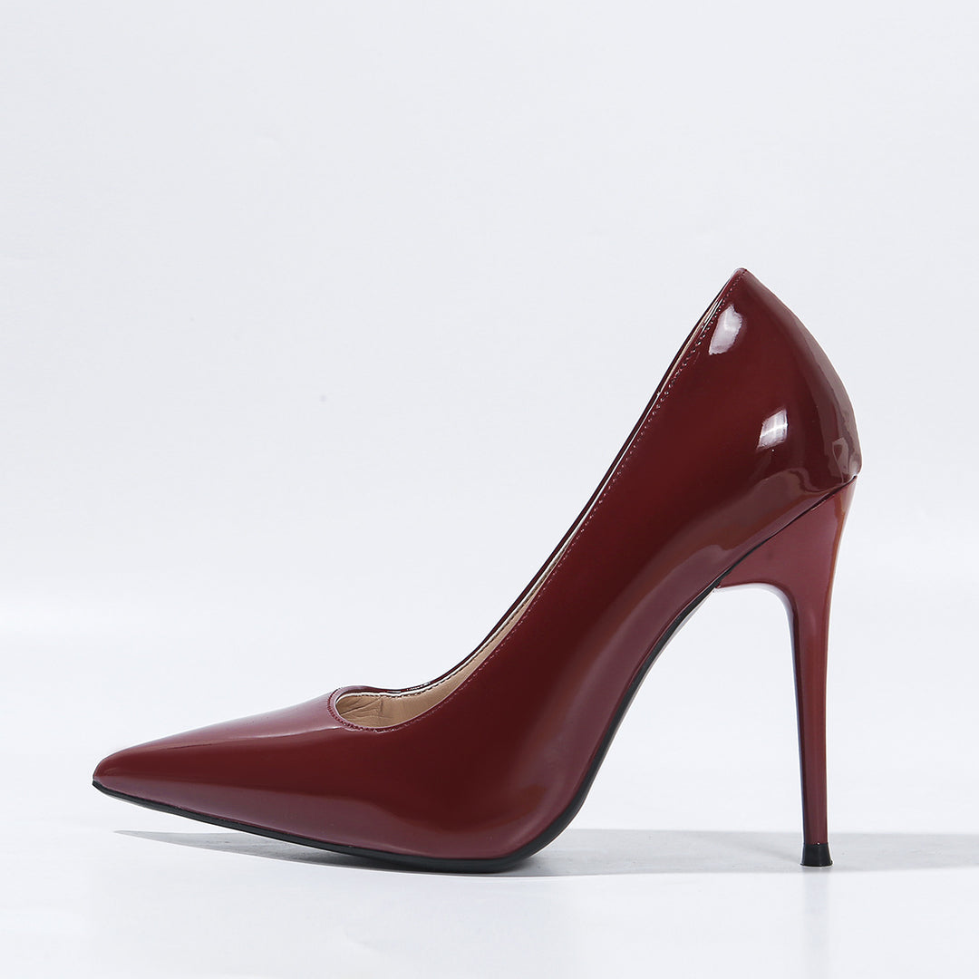 Damen spitze High Heel Pumps mit glänzendem Obermaterial EB