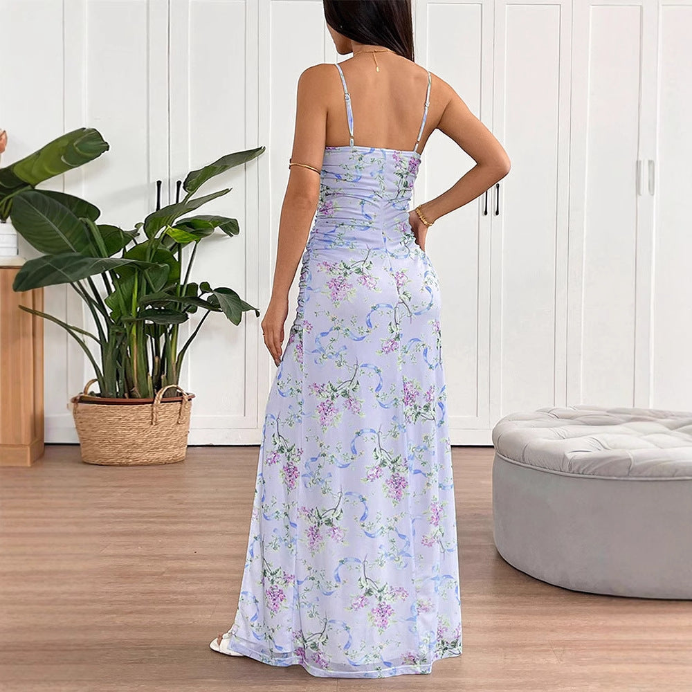 Damen Maxikleid im romantischen Floral-Design mit verstellbaren Trägern EB