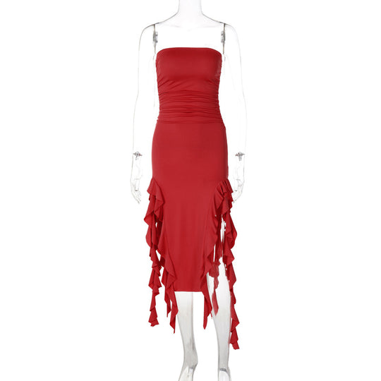 Damen Wickelkleid mit Rüschen und figurformendem Schnitt EB
