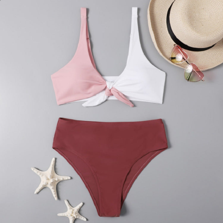 Damen Bikini-Set mit verspieltem Knoten und hochgeschnittenem Slip EB