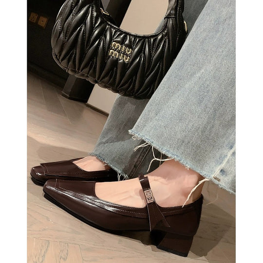 Damen elegante Slingpumps mit modischem Riemchen und komfortablem Blockabsatz EB