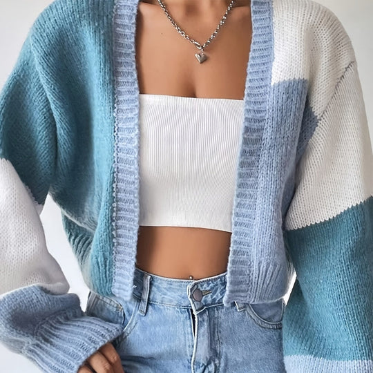 Damen Grobstrick-Cardigan mit ballonförmigen Ärmeln und modischem Design EB