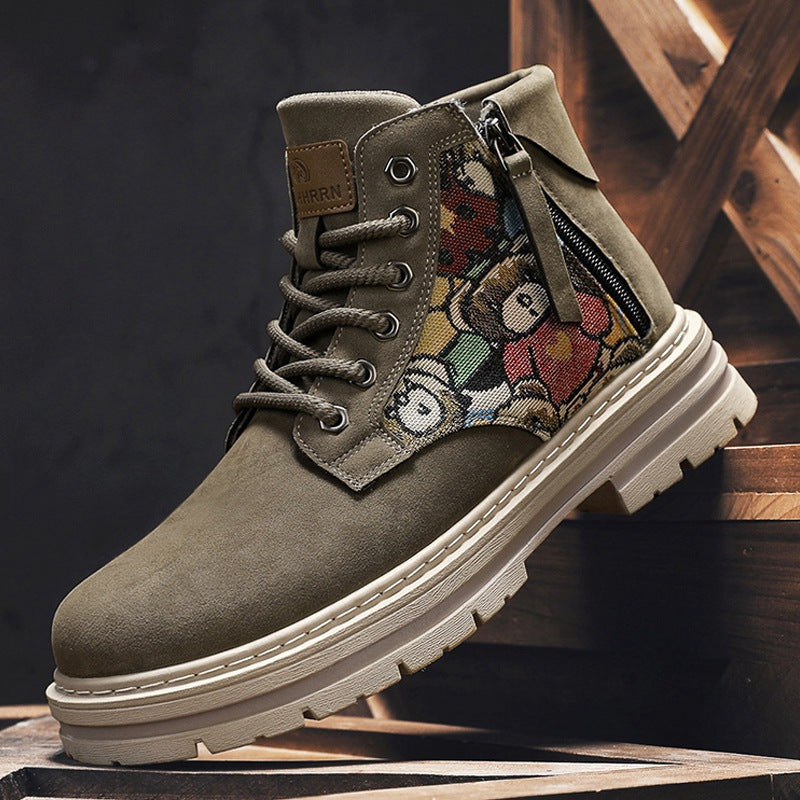 Damen Modische Schnürstiefel mit einzigartigem floralen Design und robustem Profil EB