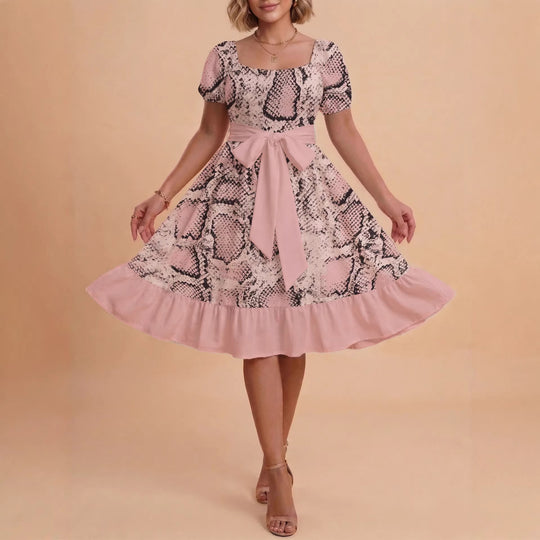 Damen schickes Glitzerkleid mit tailliertem Schnitt und Rüschensaum EB