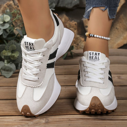 Damen Plateau-Laufsneaker mit Wildlederoptik und Leo-Akzenten EB