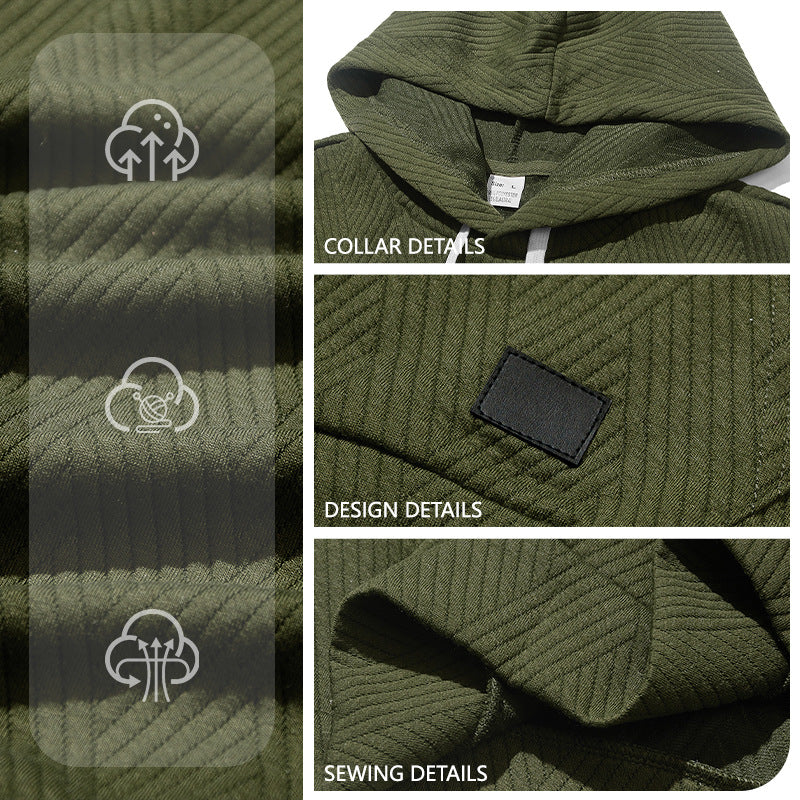 Herren nan ärmelloses Kapuzen-Lounge-Set aus strukturierter Baumwollmischung mit Kängurutasche und elastischer Freizeithose EB