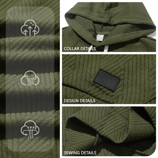 Herren nan ärmelloses Kapuzen-Lounge-Set aus strukturierter Baumwollmischung mit Kängurutasche und elastischer Freizeithose EB