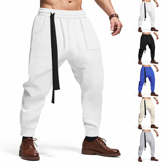 Herren lässige Struktur-Sweatpants mit verstellbarem Kordelzug EB