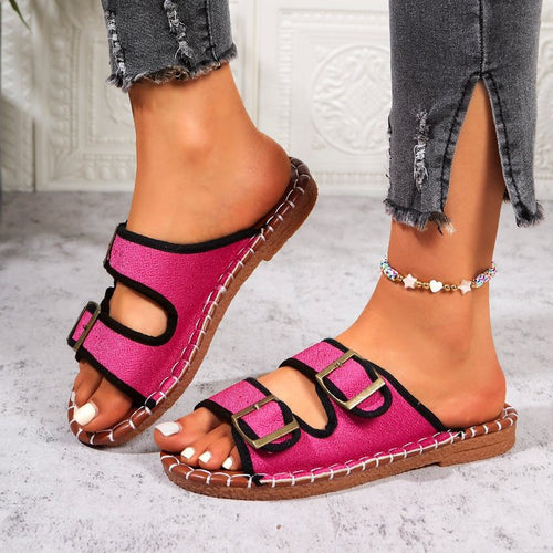 Damen offene Riemchensandalen mit verstellbaren Schnallen EB