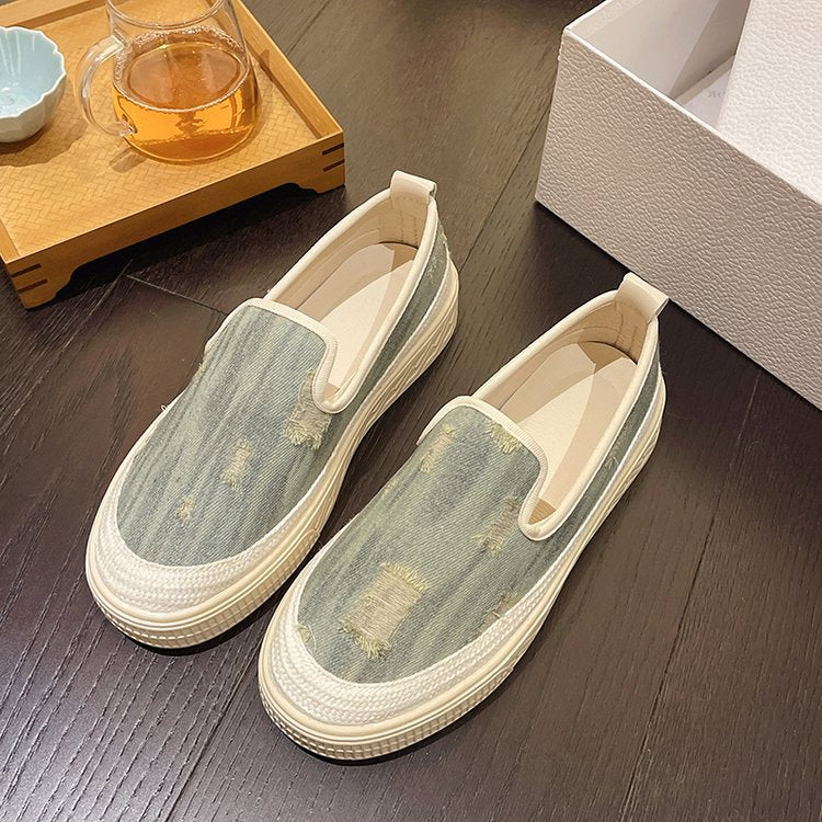 Damen Slip-On Sneaker mit lässigem Denim-Design und elastischem Einstieg EB