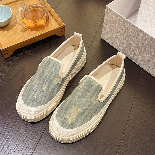 Damen Slip-On Sneaker mit lässigem Denim-Design und elastischem Einstieg EB