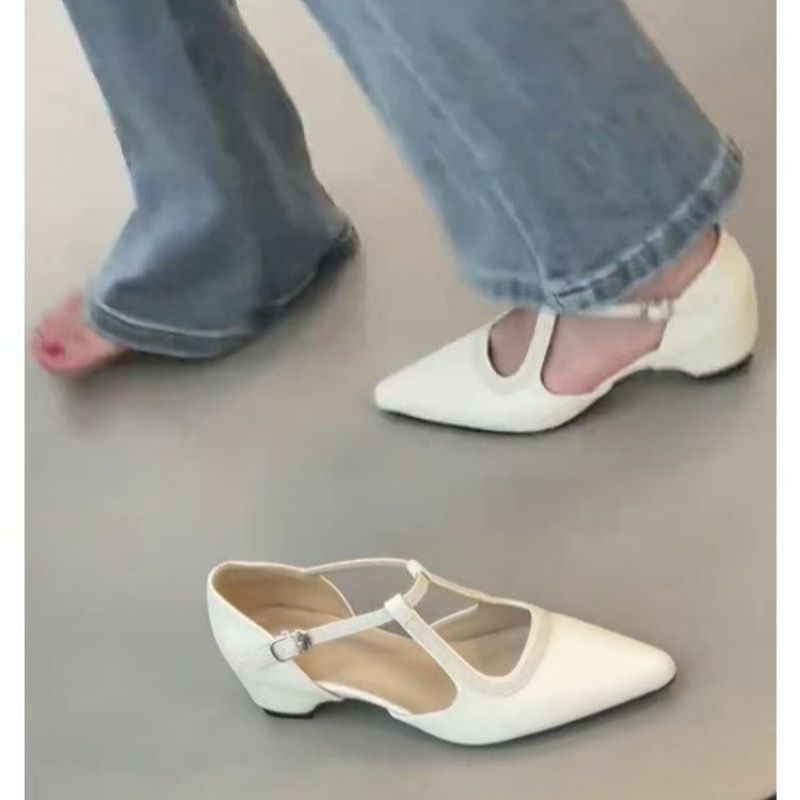 Damen elegante spitze Mary Jane Schuhe mit Riemen EB
