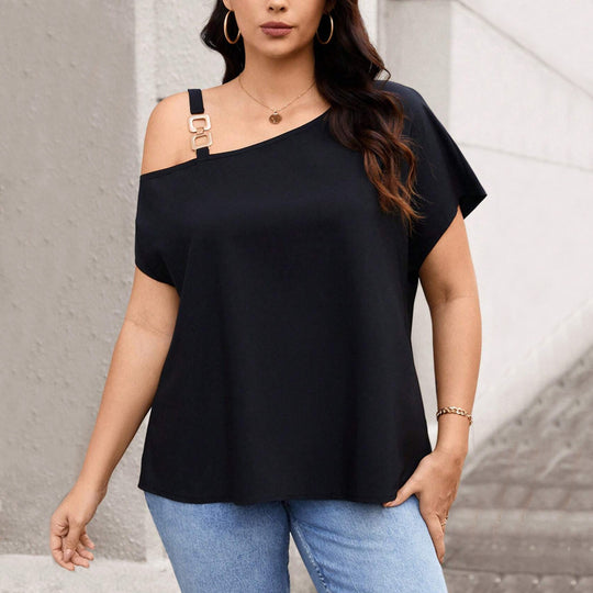 Damen asymmetrisches Oberteil mit modischem Schulterdesign EB