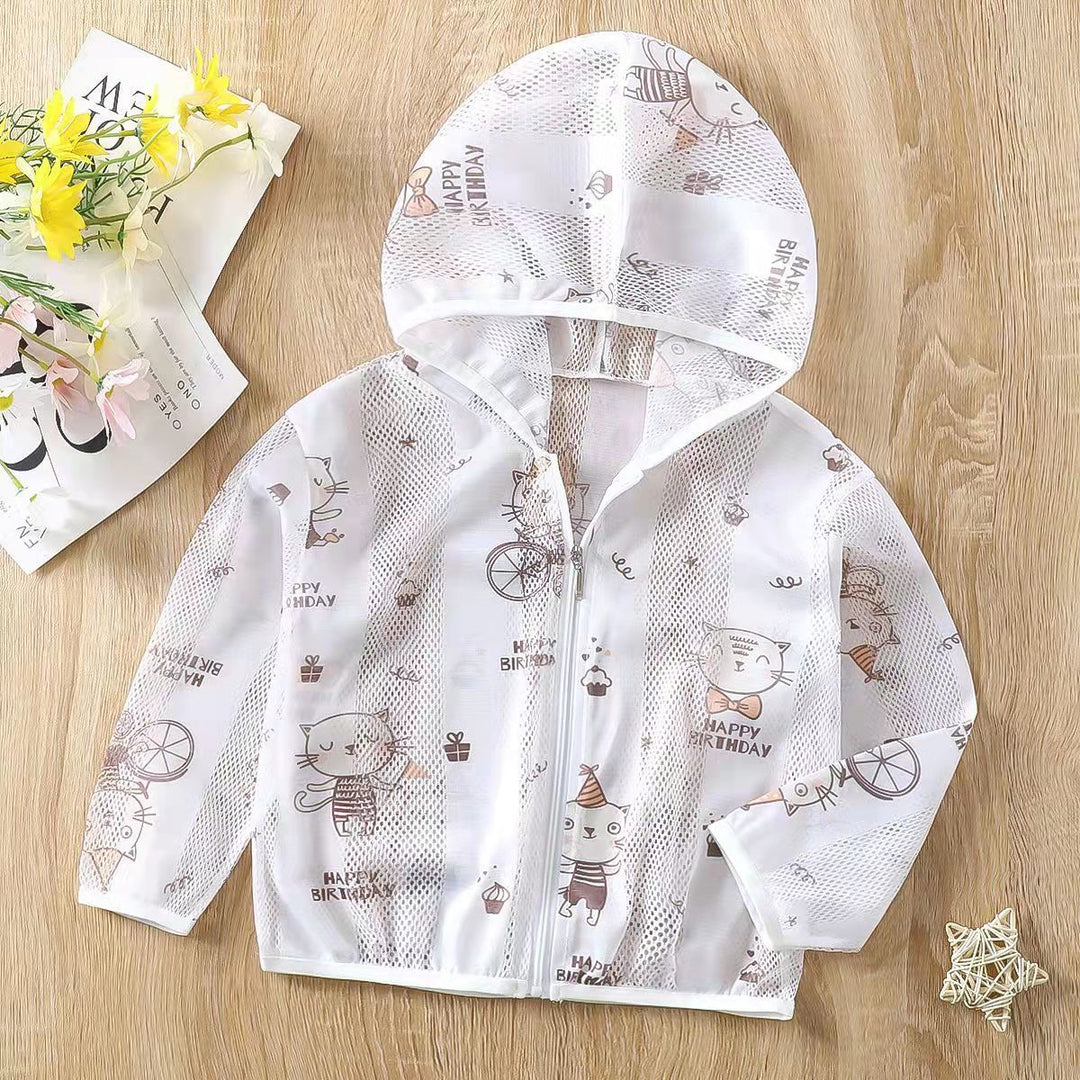 Unisex nan leichte kapuzen mesh sonnenschutzjacke mit süßem bärendruck EB