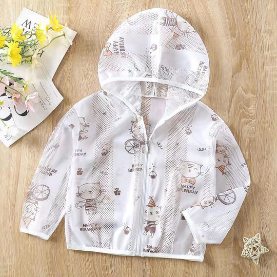 Unisex nan leichte kapuzen mesh sonnenschutzjacke mit süßem bärendruck EB