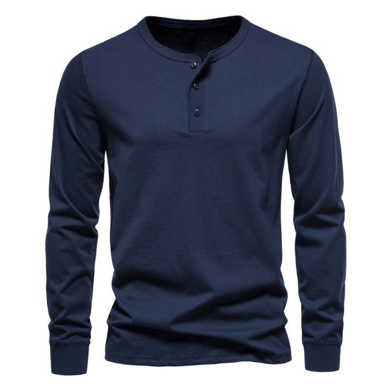 Herren Langarmshirt mit Knopfverschluss und modernem Design EB