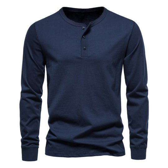 Herren Langarmshirt mit Knopfverschluss und modernem Design EB