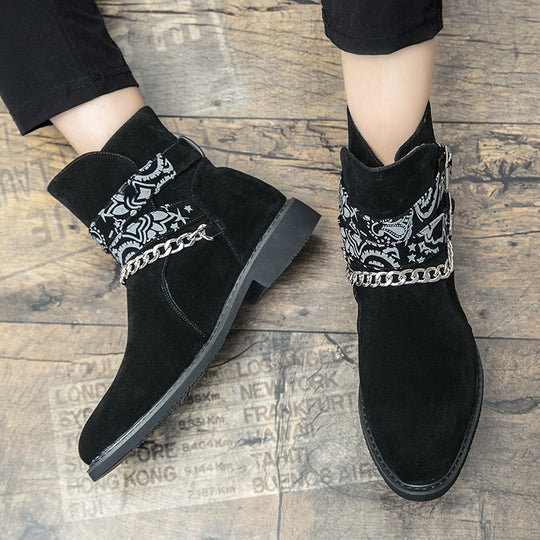 Damen Stiefeletten mit modischen Riemen und Kettenakzenten EB