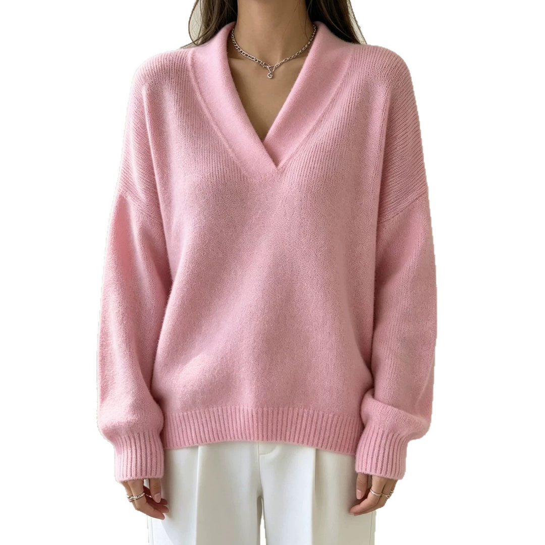 Damen Kaschmir-Touch V-Ausschnitt Relax-Pullover mit Raglanärmeln EB