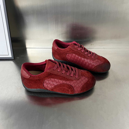 Damen Sportliche Sneaker mit exklusivem Veloursleder und modernem Flechtdesign EB