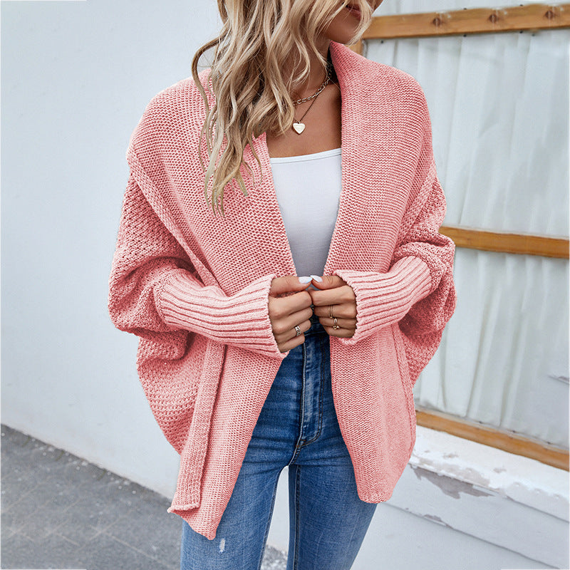 Damen Strickjacke mit offenem Schnitt und voluminösen Ärmeln EB