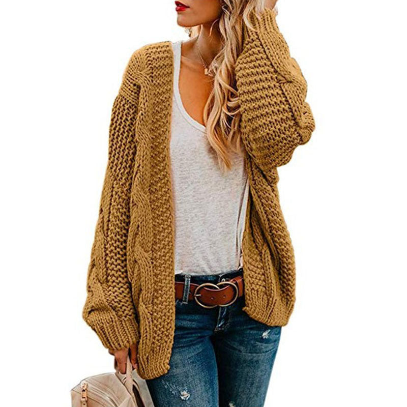 Damen Grobstrickjacke mit lässigem Schnitt und voluminösen Ärmeln EB