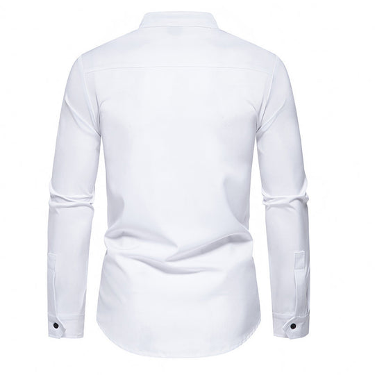 Herren Langarm Hemd mit modernem Knopfdesign EB