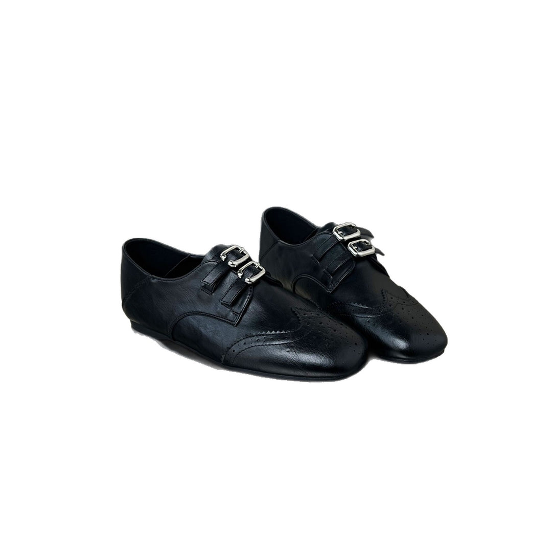 Damen elegante Mokassins mit doppeltem Schnallenverschluss EB