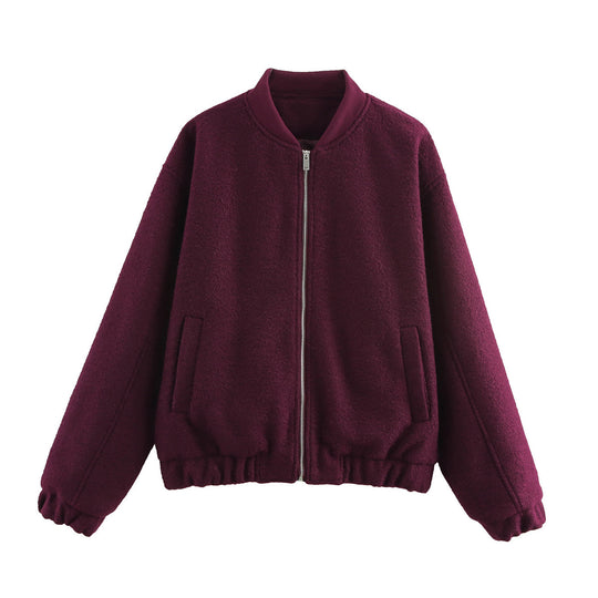 Damen Fleece-Bomberjacke mit elastischem Saum und praktischen Eingrifftaschen EB