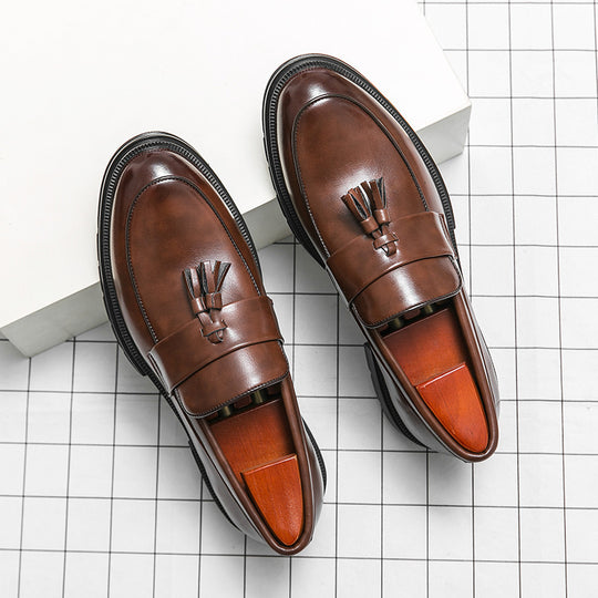 Damen elegante Loafers mit Quasten und hochwertigem Leder EB